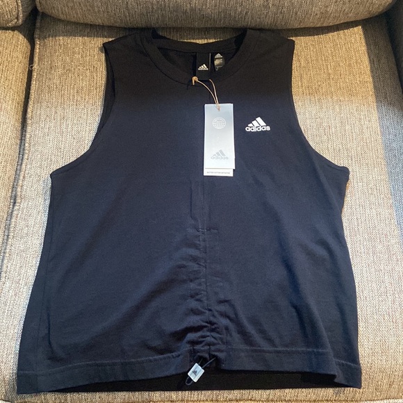 New Adidas Women's Cotton Cinch Tank Top Size Xs - Picture 3 of 8